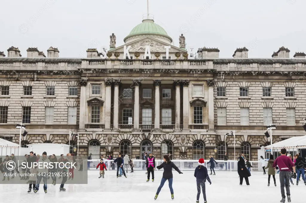 England, London, The Strand, Somerset House, Ice Skating