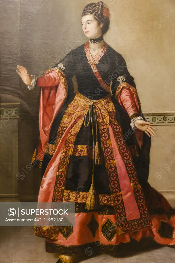 Painting of Mrs Yates as Mandane in "The Orphan of China" Play by Tilly Kettle dated 1765