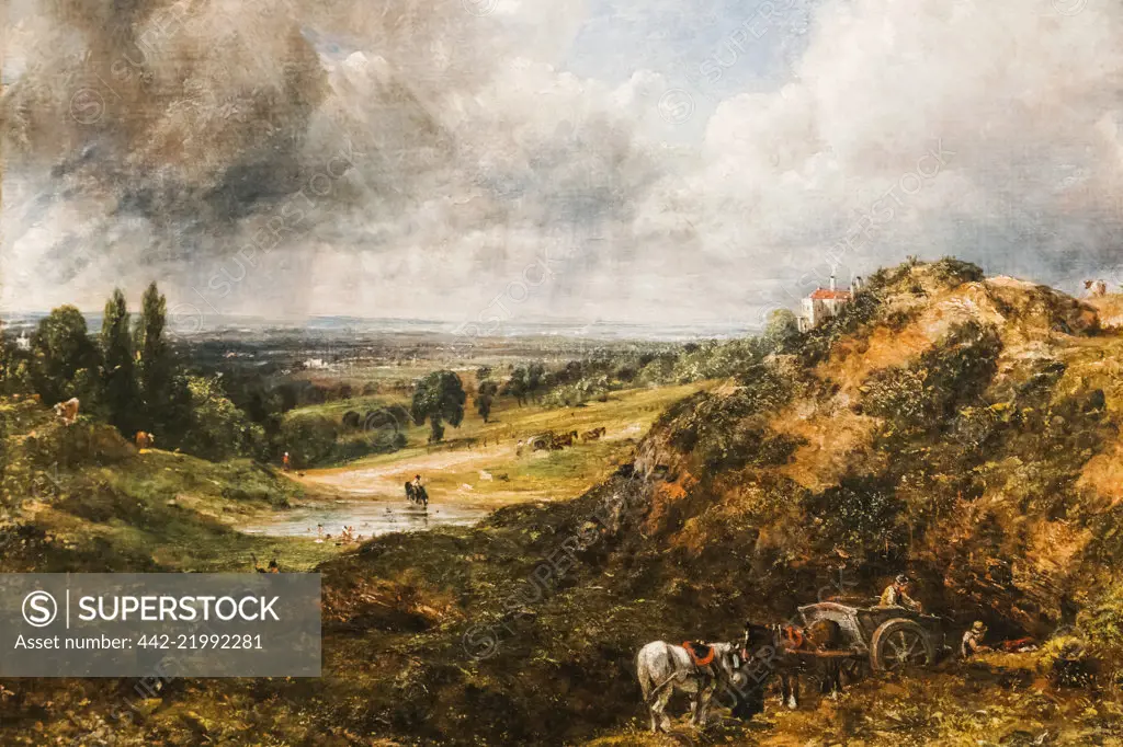 Painting of Branch Hill Pond at Hampstead Heath by John Constable dated 1828