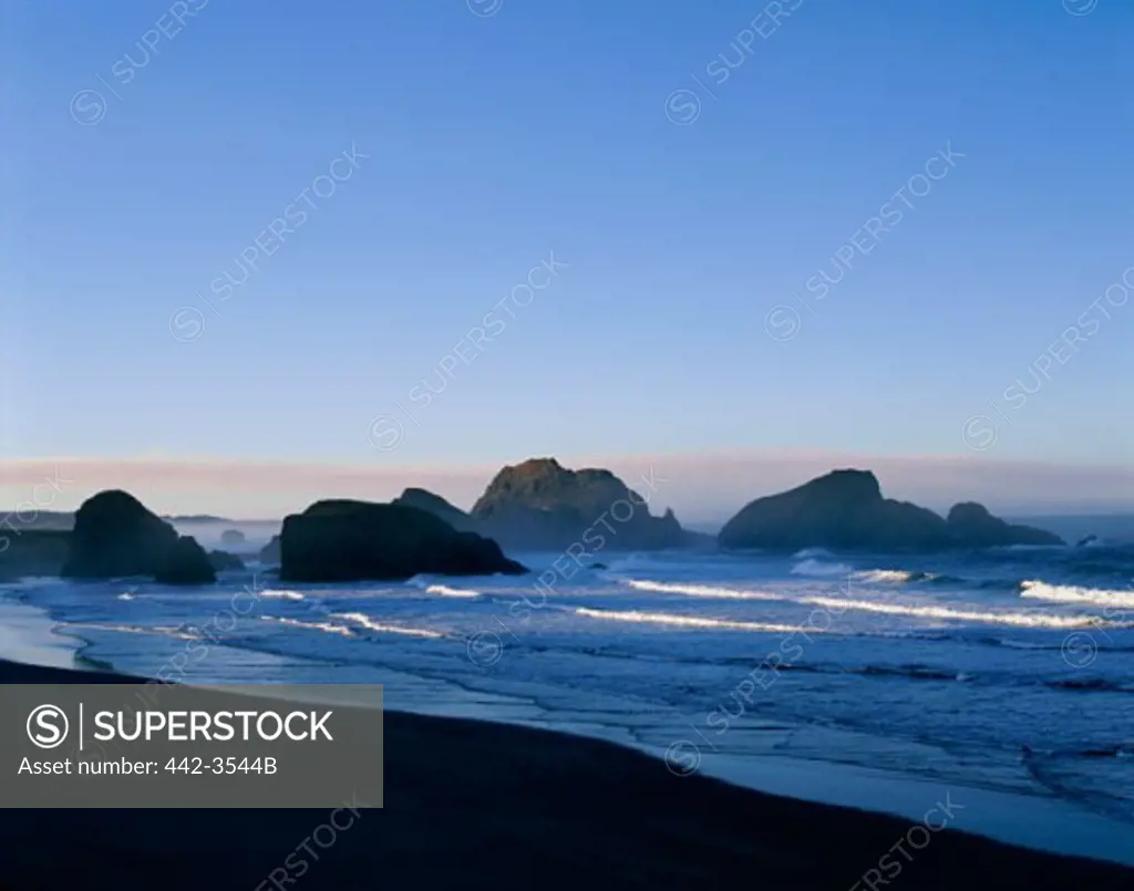 Waves crashing on the beach, Cape Meares State Park, Oregon, USA