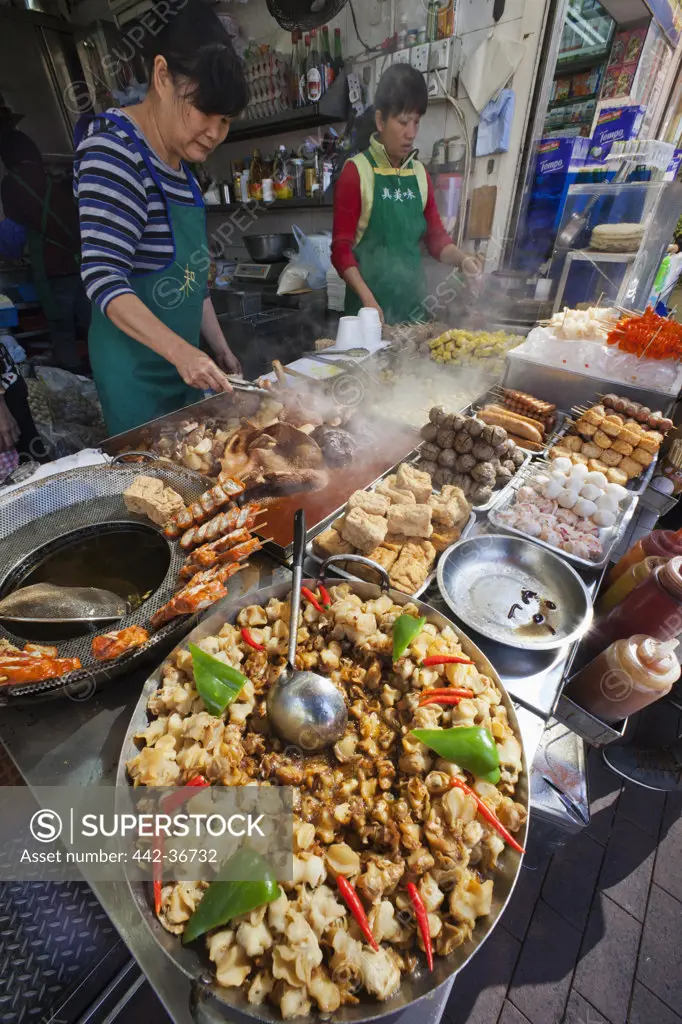 Chinese street food stall, Mong Kok, Hong Kong, China