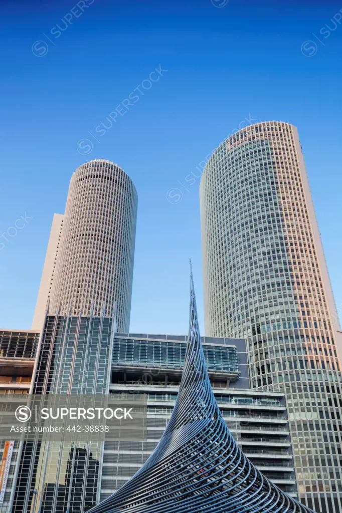 Japan, Honshu, Aichi, Nagoya, JR Central Towers at Sunset