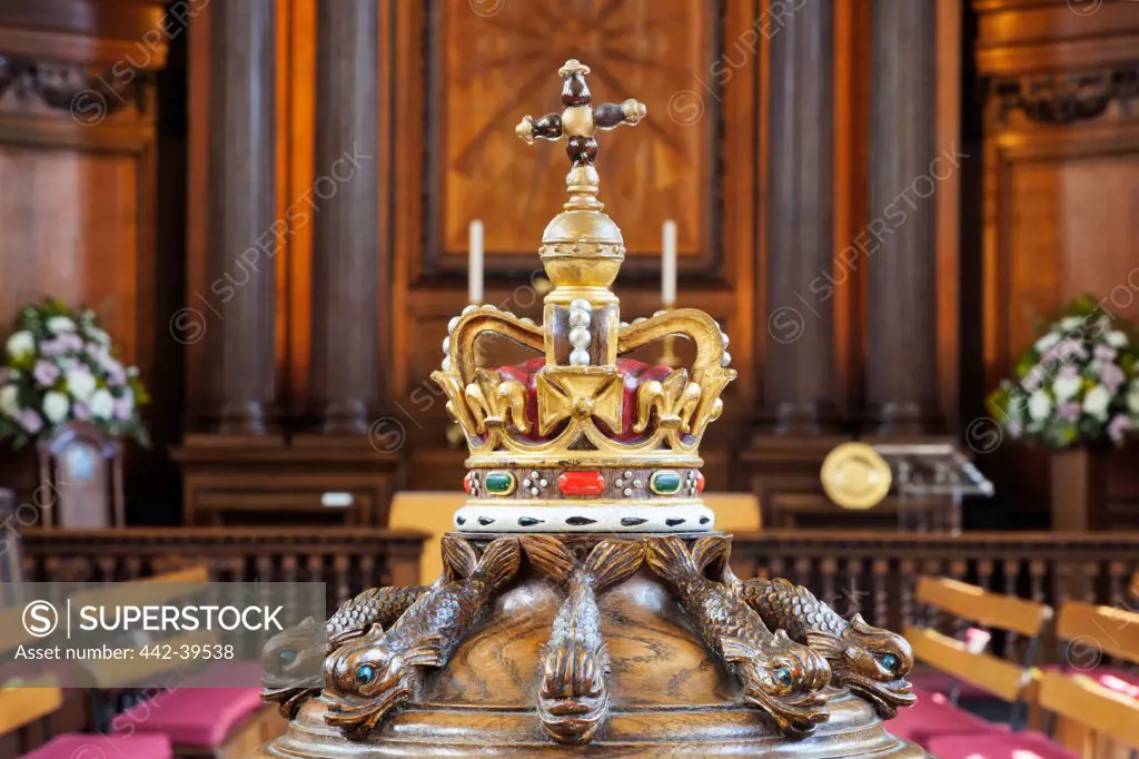 UK, England, London, Chelsea, The Royal Hospital, Chapel, Baptismal Font