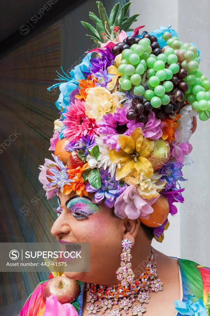 Parade participant in the Annual Gay Pride Parade, London, England