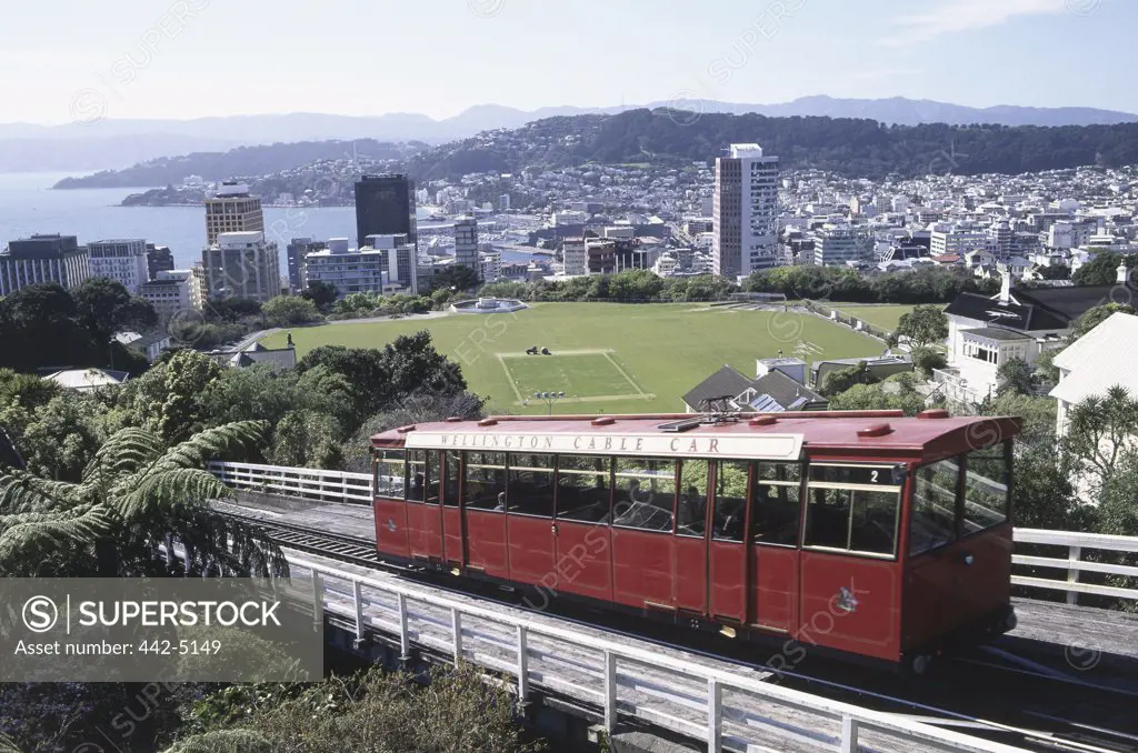 High angle view of a cable car, Wellington, North Island, New Zealand