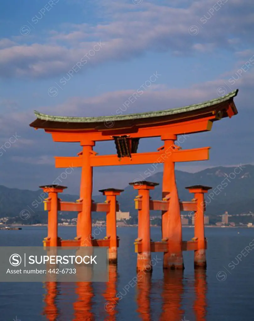 Torii Gate in water, Itsukushima Shrine, Miyajima Island, Honshu, Japan