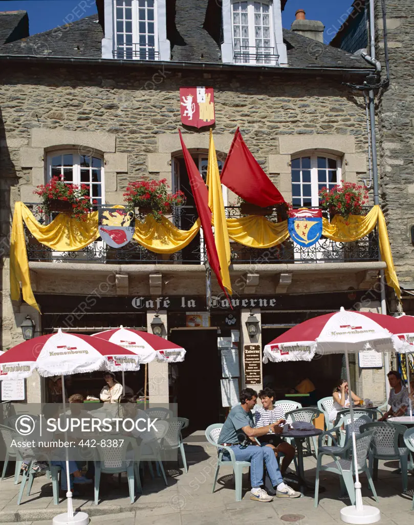 Outdoor Cafe, Main Square, Josselin, Brittany, France