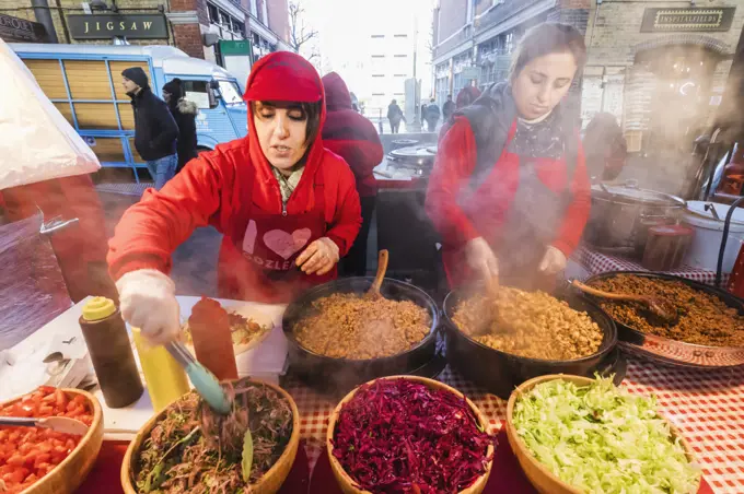 England, London, Shoreditch, Spitafields Market, Turkish Food Stall