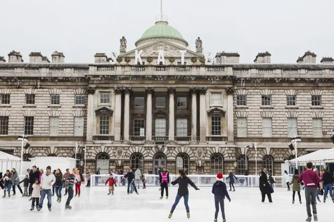 England, London, The Strand, Somerset House, Ice Skating