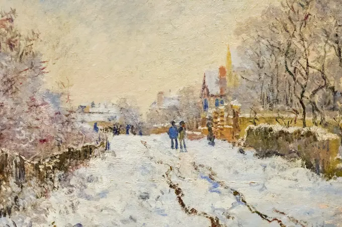 Painting titled "Snow Scene at Argenteuil" by Claude Monet dated 1875