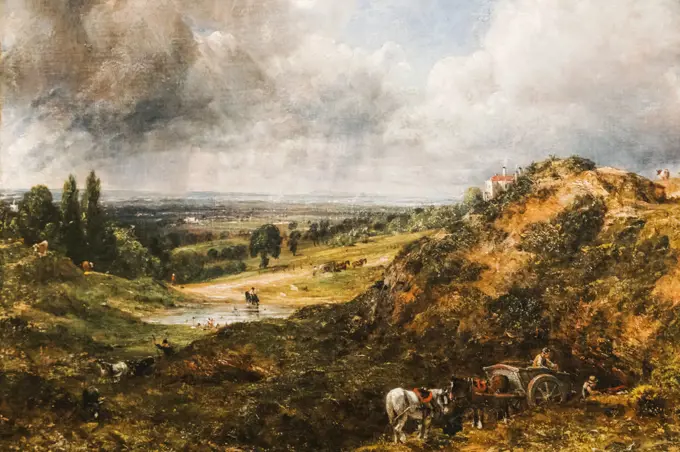 Painting of Branch Hill Pond at Hampstead Heath by John Constable dated 1828