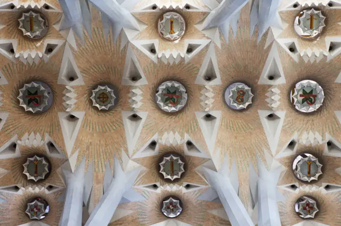 Interiors of a church, Sagrada Familia, Barcelona, Catalonia, Spain