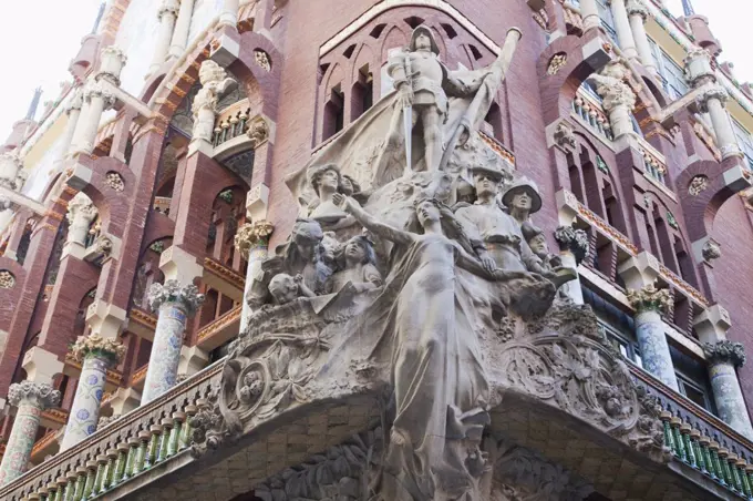 Architectural details of a concert hall, Palau De La Musica Catalana, Barcelona, Catalonia, Spain