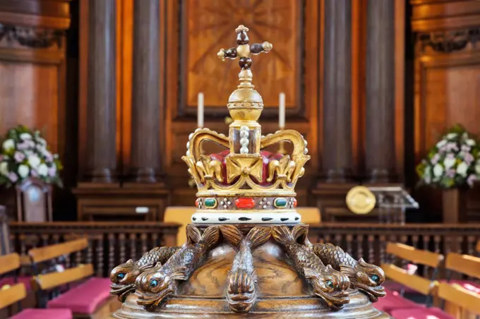 UK, England, London, Chelsea, The Royal Hospital, Chapel, Baptismal Font