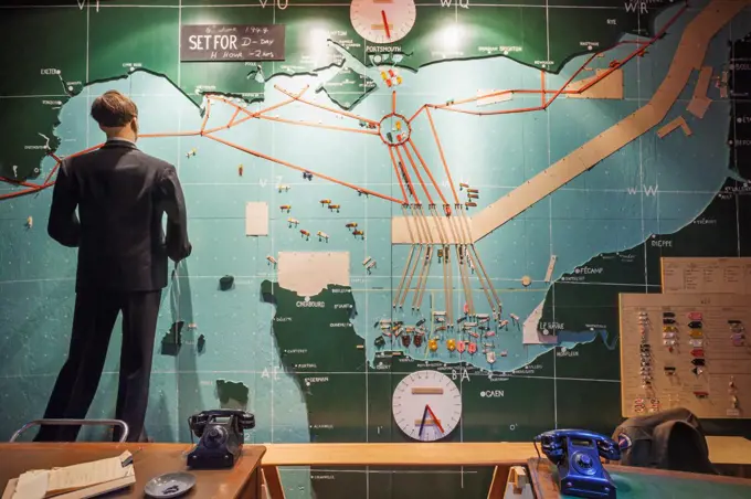 Exhibition of D-Day Invasion Map in a museum, D-Day Museum, Portsmouth, Hampshire, England