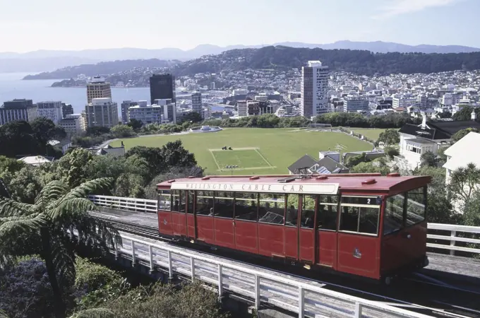 High angle view of a cable car, Wellington, North Island, New Zealand