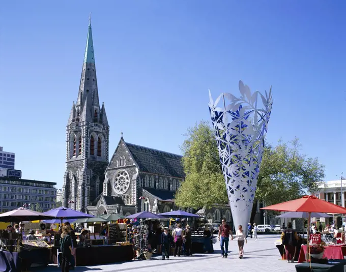 Cathedral Square and Christchurch Cathedral, Christchurch, South Island, New Zealand