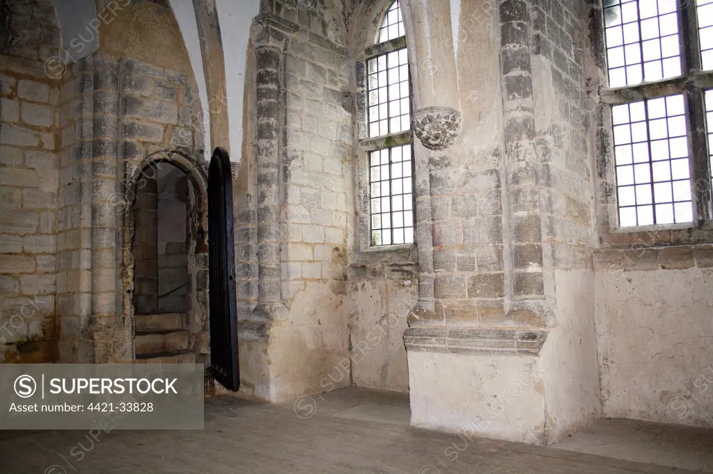 Interior of 12th Century castle keep, Castle Rising Castle, Castle Rising, Norfolk, England, october