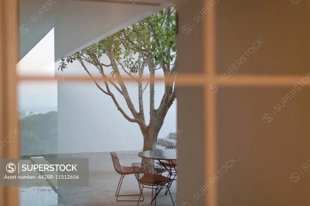 Table and chairs in courtyard