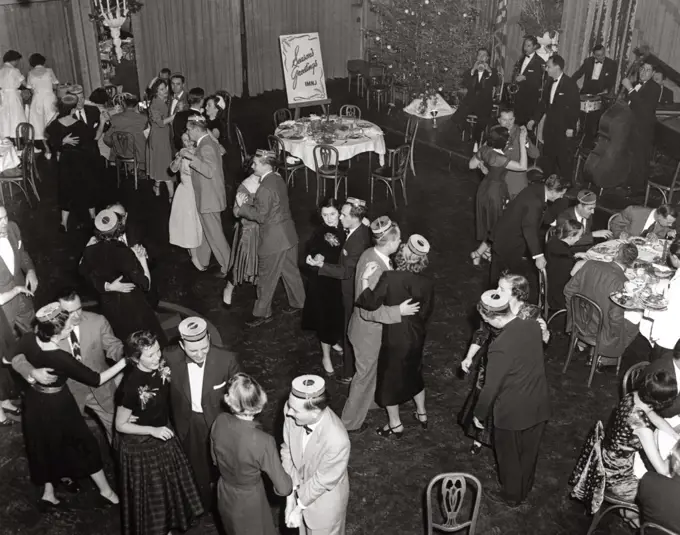 High angle view of a group of people dancing