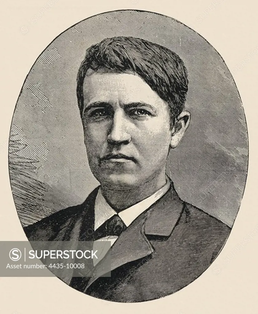 EDISON, Thomas Alva (1847-1931). United States scientist and inventor. Engraving.