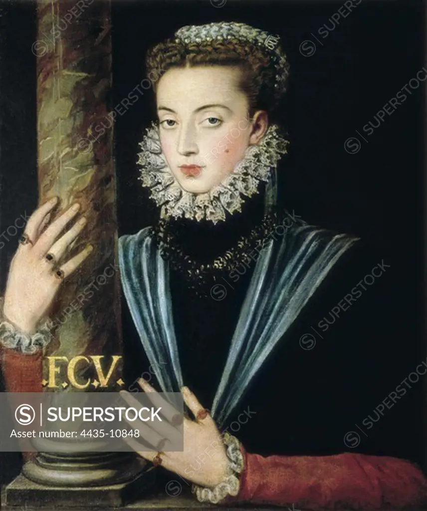 SANCHEZ COELLO, Alonso (1531-1588). Portrait of Juana de Austria. Renaissance art. Oil on canvas.