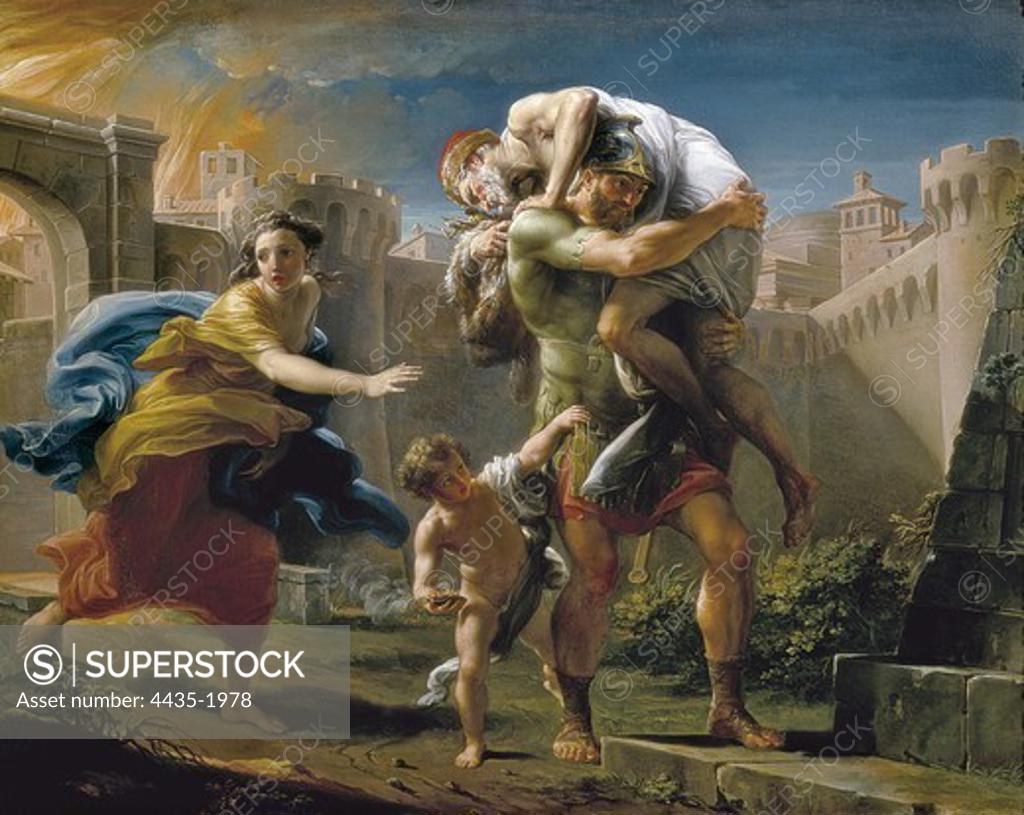 BATONI, Pompeo Girolamo (1708-1787). Aeneas And His Family Fleeing Troy ...