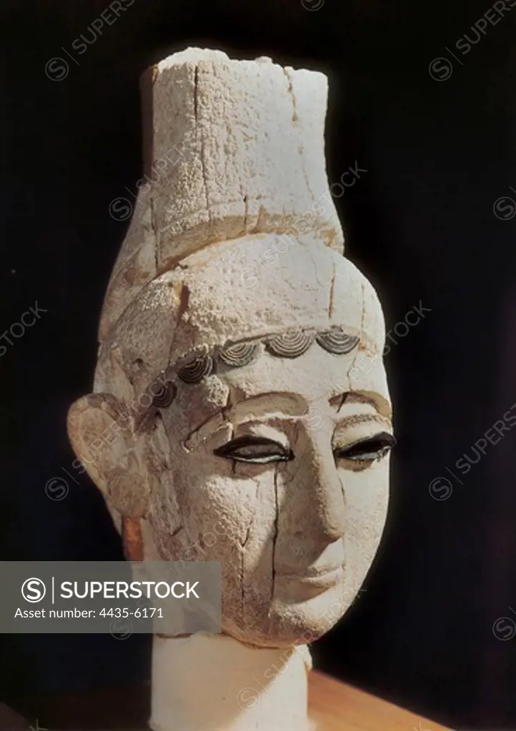 Head of a Prince of Ugarit. 13rd C. BC. Ivory and gold. SYRIA. Damascus. National Museum. Proc: SYRIA. Ras Shamra. Ugarit.