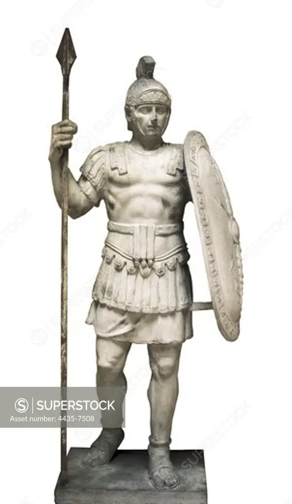 Praetorian guard. Roman art. Early Empire. Sculpture on marble. ITALY. LAZIO. Rome. Museum of Roman Civilization.