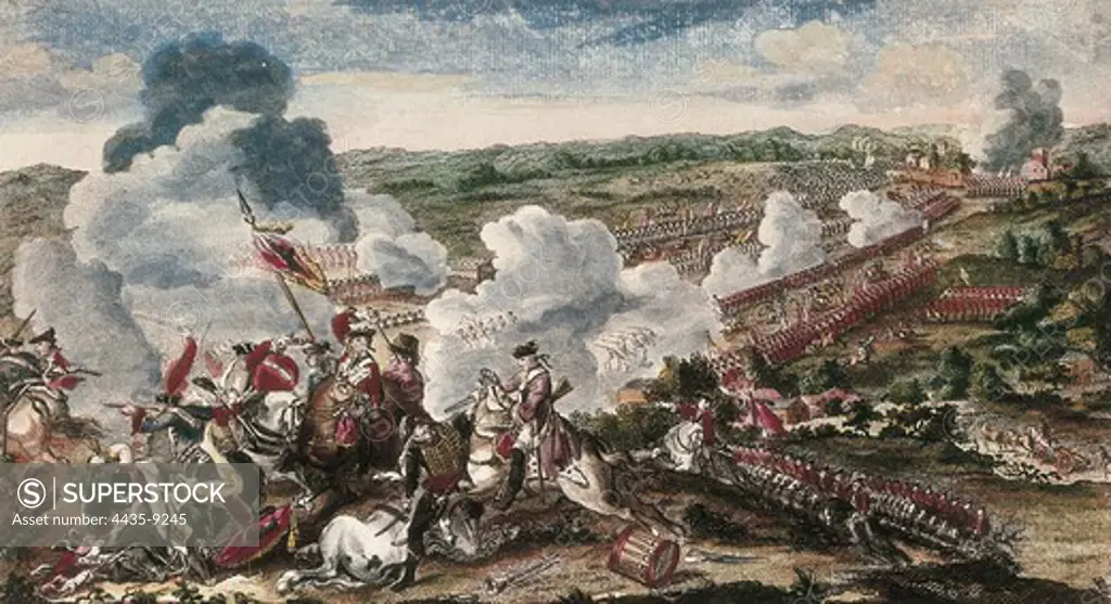 Europe. Seven Years War. Battle of Newmark in Silesia (5th December 1757). Work by Carington Bowles (London). Engraving. FRANCE. LE-DE-FRANCE. Paris. National Library.