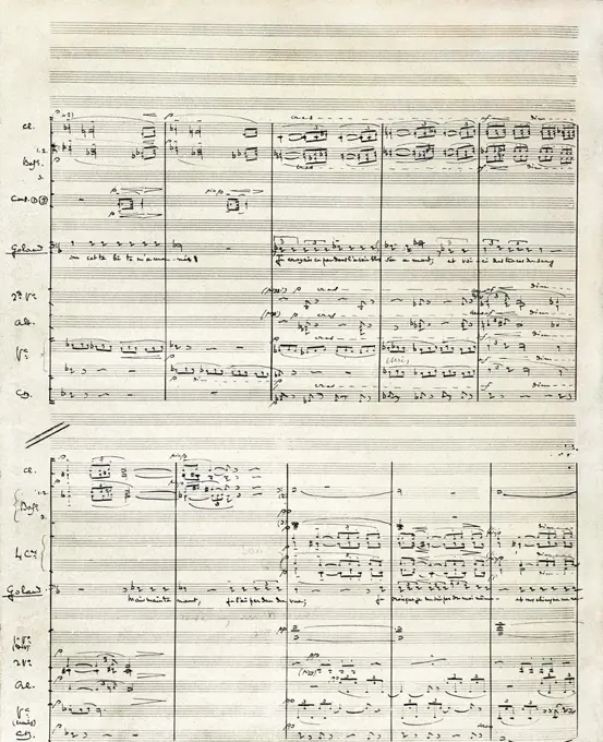 DEBUSSY, Claude (1862-1918). French composer. Autographed score from the first act of the opera 'Pelleas and Melisande' (1902). FRANCE. Paris. Conservatoire National Sup_rieur de Musique et Danse (National Higher Conservatory of Music and Dance).