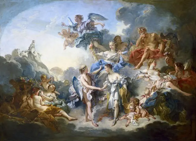 BOUCHER, Franois (1703-1770). The marriage of Cupid and Psyche. 1744. Rococo. Oil on canvas. FRANCE. ëLE-DE-FRANCE. Paris. Louvre Museum.