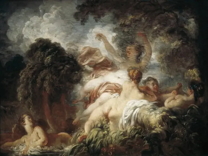 FRAGONARD, Jean HonorŽ (1732-1806). The Bathers. ca. 1765. Rococo. Oil on canvas. FRANCE. ëLE-DE-FRANCE. Paris. Louvre Museum.