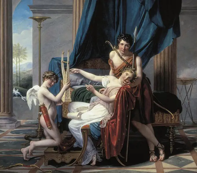 David, Jacques-Louis (1748-1825). Sappho and Phaon. 1809. Neoclassicism. Oil on canvas. RUSSIA. SAINT PETERSBURG. Saint Petersburg. State Hermitage Museum.