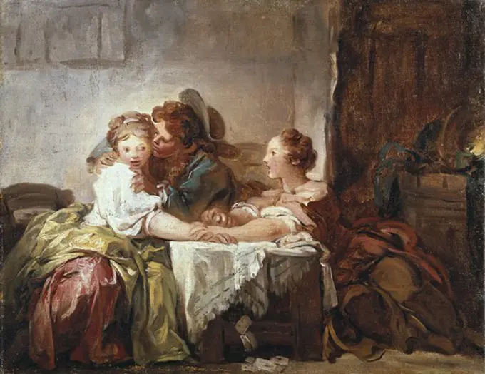 FRAGONARD, Jean HonorŽ (1732-1806). Captured Kiss. 2nd half 18 c. Rococo. Oil on canvas. RUSSIA. SAINT PETERSBURG. Saint Petersburg. State Hermitage Museum.