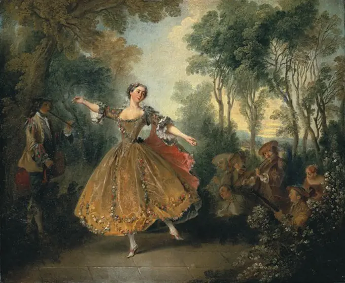 Lancret, Nicolas (1690-1743). Mlle Camargo Dancing. Rococo. Oil on canvas. RUSSIA. SAINT PETERSBURG. Saint Petersburg. State Hermitage Museum.