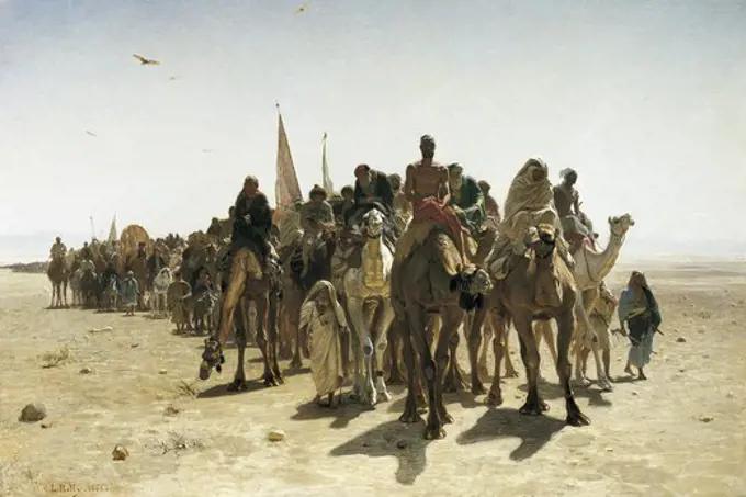 BELLY, LŽon (1827-1877). Pilgrims going to Mecca (PŽlerins allant ˆ La Mecque). 1861. Romanticism. Orientalism. Oil on canvas. FRANCE. ëLE-DE-FRANCE. Paris. MusŽe d'Orsay (Orsay Museum).