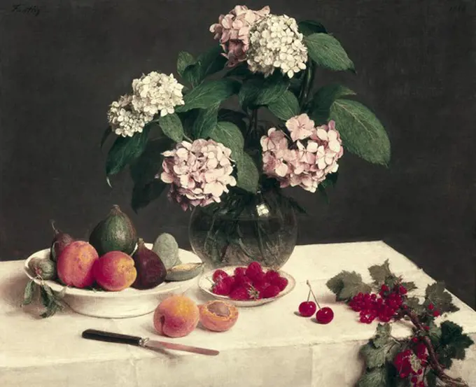 FANTIN-LATOUR, Henri-ThŽodore (1836-1904). Still life. Romanticism. Oil on canvas. PORTUGAL. Lisbon. Museu Calouste Gulbenkian (Lisbon Calouste Gulbenkian Museum).