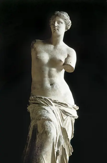 Venus de Milo. 2nd c. BC. Hellenistic art. Sculpture on marble. FRANCE. ëLE-DE-FRANCE. Paris. Louvre Museum.