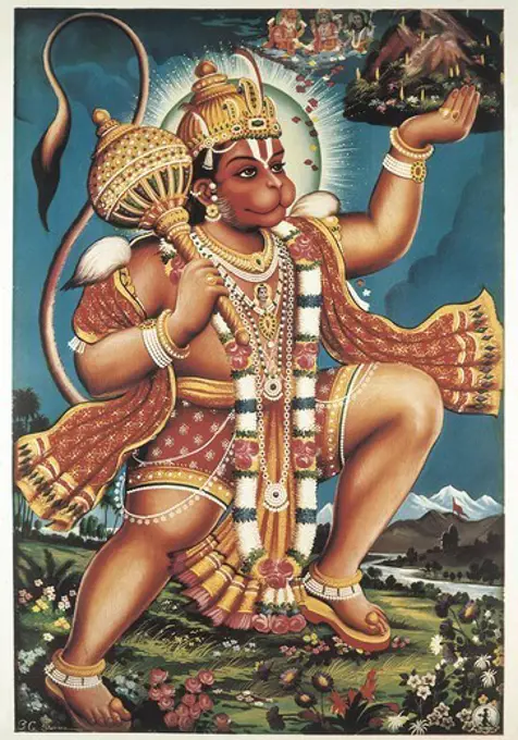 God Hanuman. Hindu art.