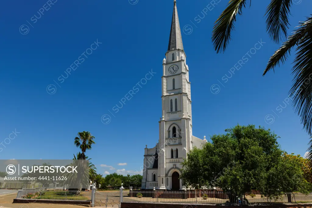 The Dutch Reformed Church building dates from 1847, with a tower completed in 1909. It celebrated a centenary in 2009. Richmond. Central Karoo region of the Northern Cape Province. South Africa.