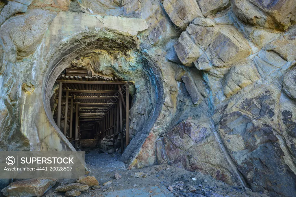 Smoke stack shaft at the copper mine. Nababiep (Nababeep). Namaqualand. Northern Cape. South Africa.