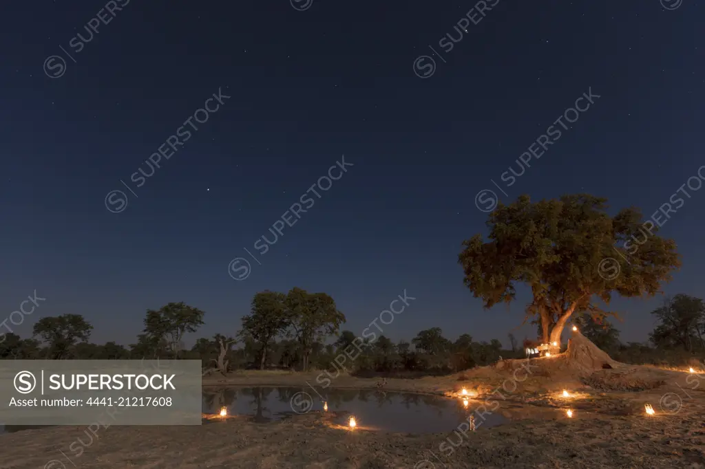 Waterhole entertainment. Macatoo Camp. African Horseback Safaris. Okavango Delta. Botswana