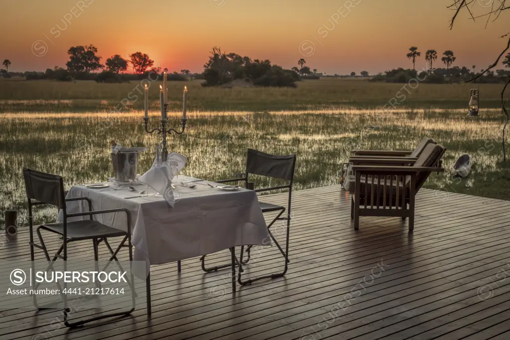 Tented accommodation at Macatoo Camp. African Horseback Safaris. Okavango Delta. Botswana