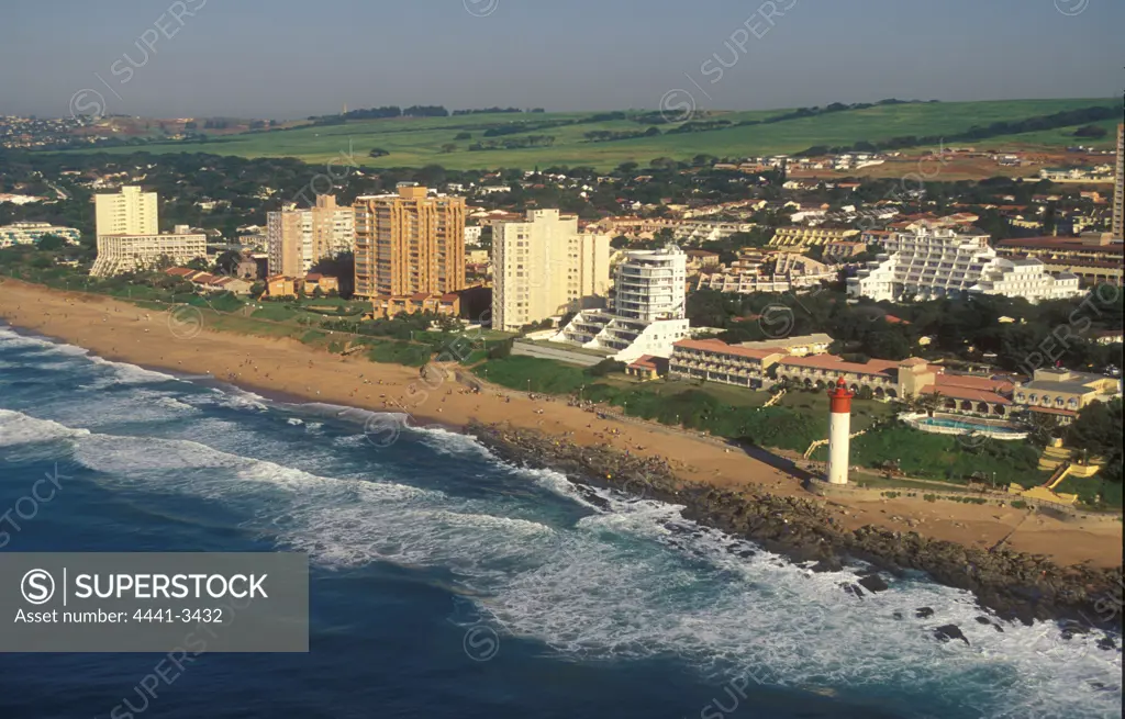 An Aerial view of  Umhlanga beach and hotel complexes. KwaZulu-Natal. South Africa