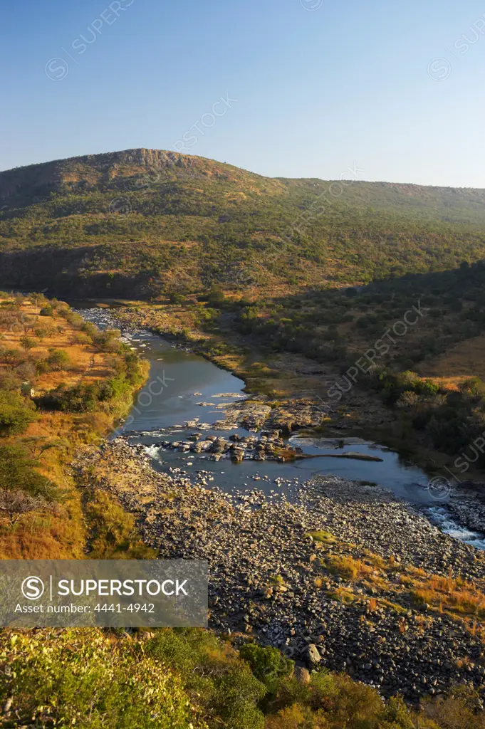 View of Fugitive's Drift where the survivors of the Battle of Isandlwana fled to safety across the Buffalo River. Near Nqutu. kwaZulu-Natal. South Africa.