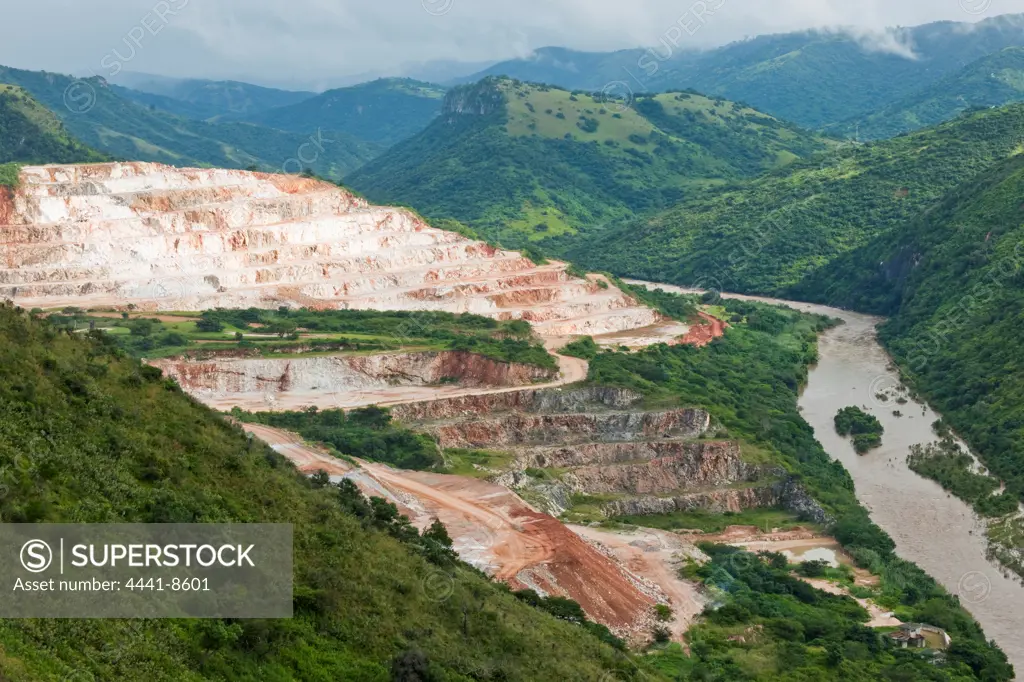 Simuma Limestone Quarry and Mzimkhulu River. Near Port Shepstone. KwaZulu Natal. South Africa