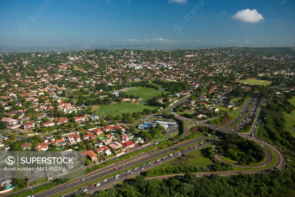 Aerial view of the M4 highway at Durban North. KwaZulu Natal. South Africa.