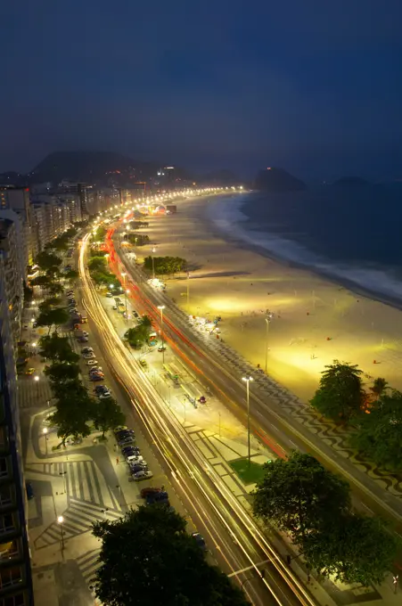 Copacabana Beach at night. Rio de Janeiro. Brazil