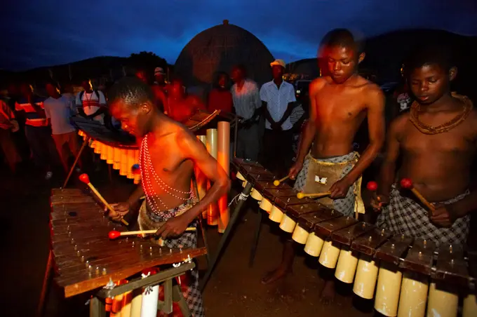 Marimba musicians. Ebutsini Cultural Village. Near Barbeton. Mpumalanga. South Africa.